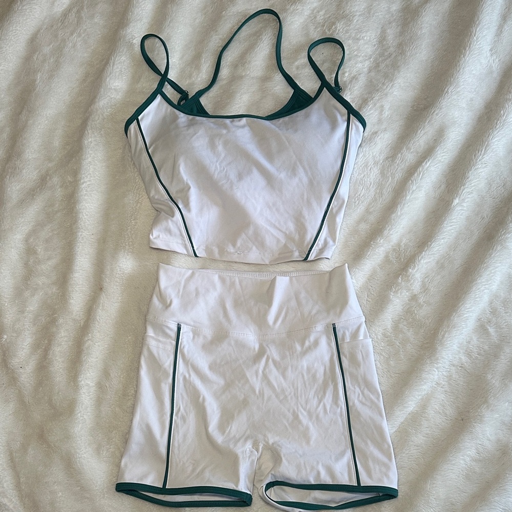 White and Green Women's Tank Top